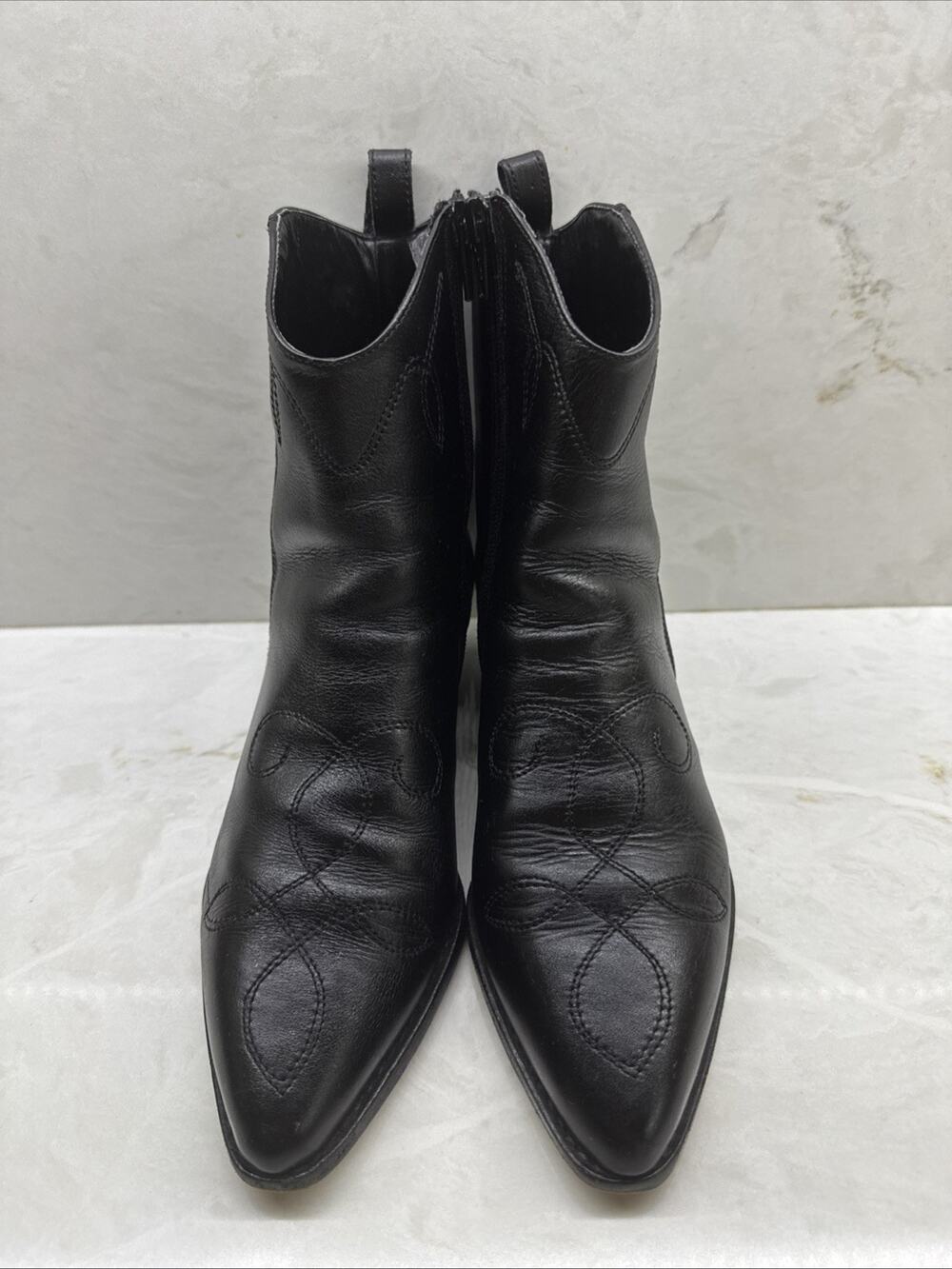 Vero Cuoio Womens Handcrafted in Italy Black Leather Ankle Boots Sz 5.5 Eur 36
